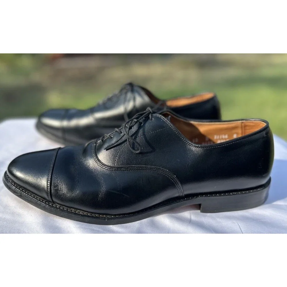 12 D Allen Edmonds Park Avenue Black Cap Toe Dress Shoes